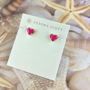 Kendra Scott Ari Heart Magenta gold earrings
